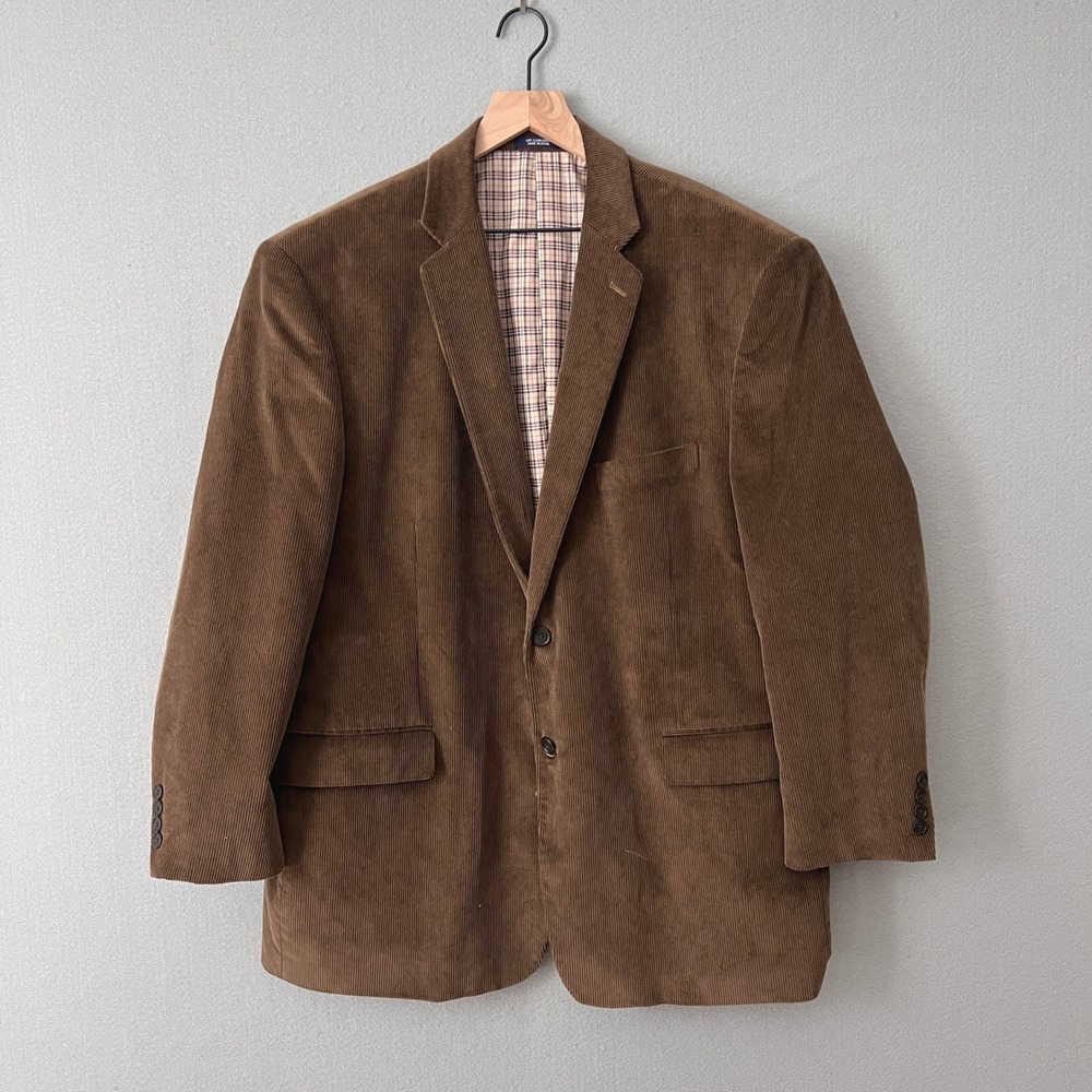 Saddlebred Corduroy Blazer Men 50R Brown Vintage Academic Professional - Picture 1 of 15